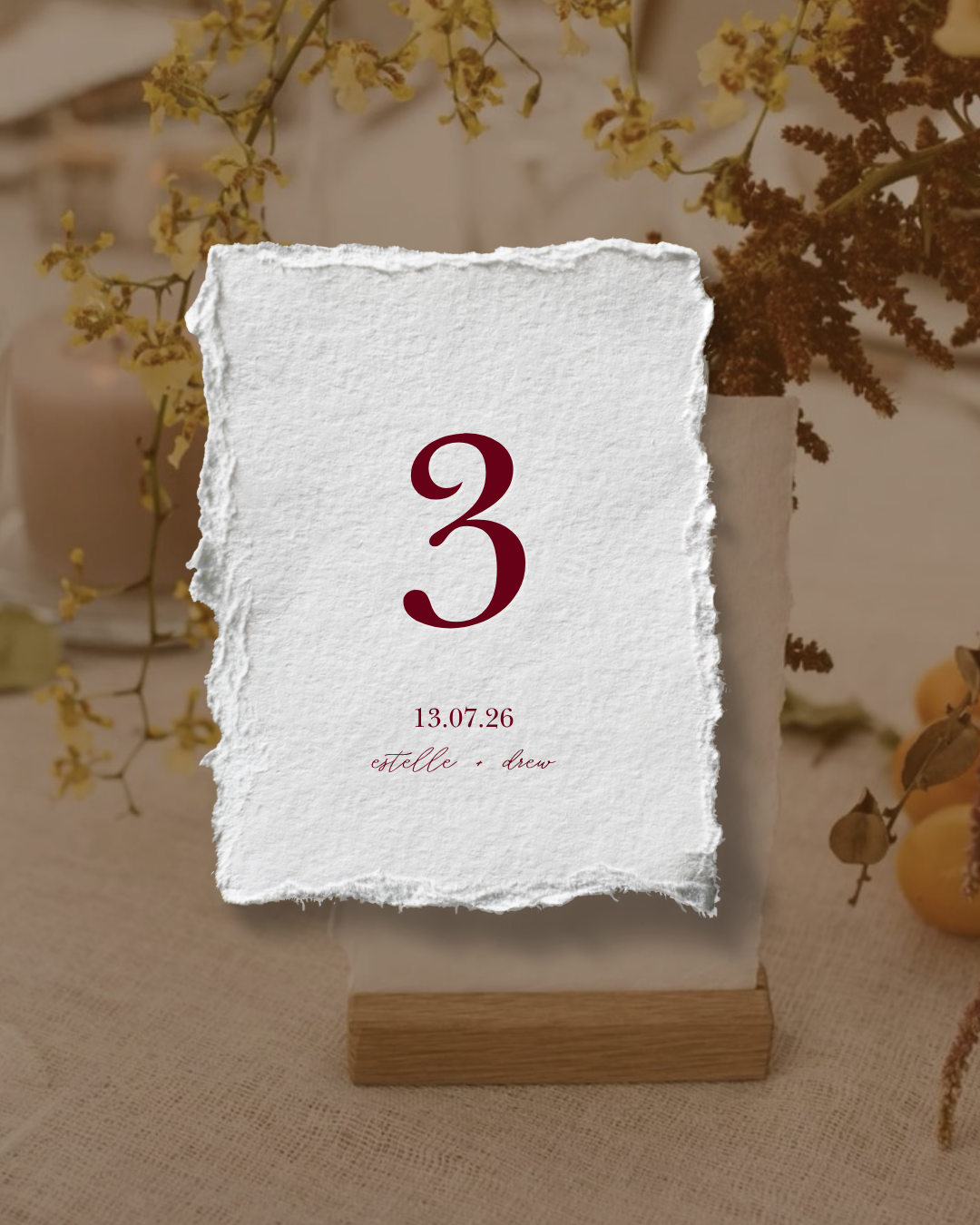 Table Number Cotton Paper