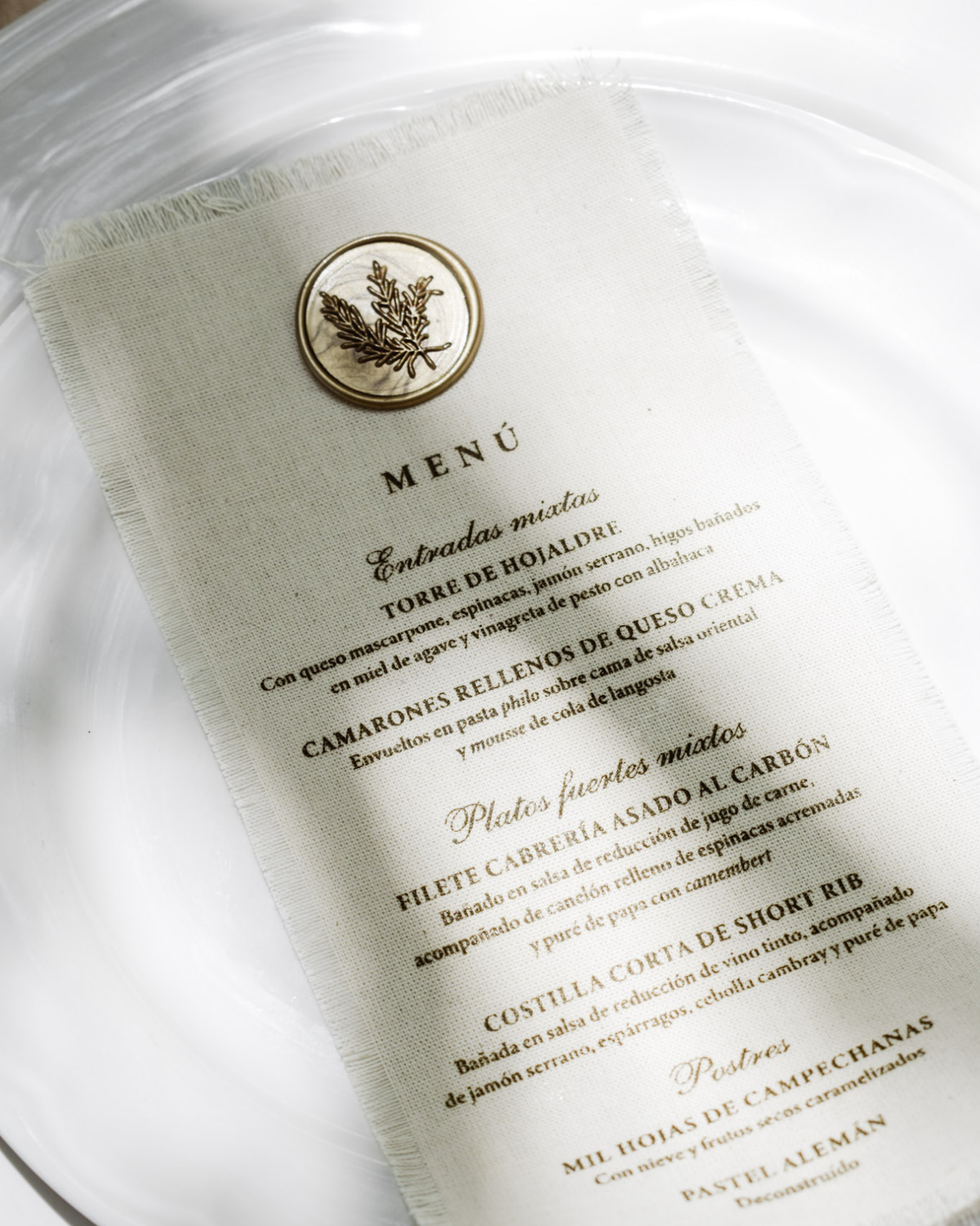 Cotton fabric menu